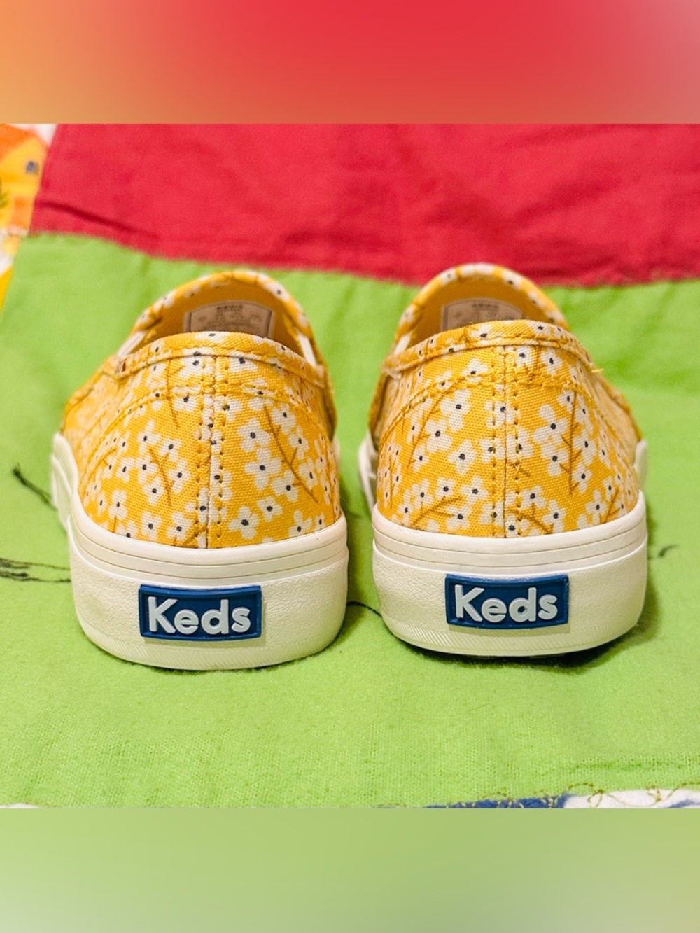 Keds Slip-On Sneakers Size 7 Yellow Floral Canvas Casual Shoes NWOT - Picture 6 of 8